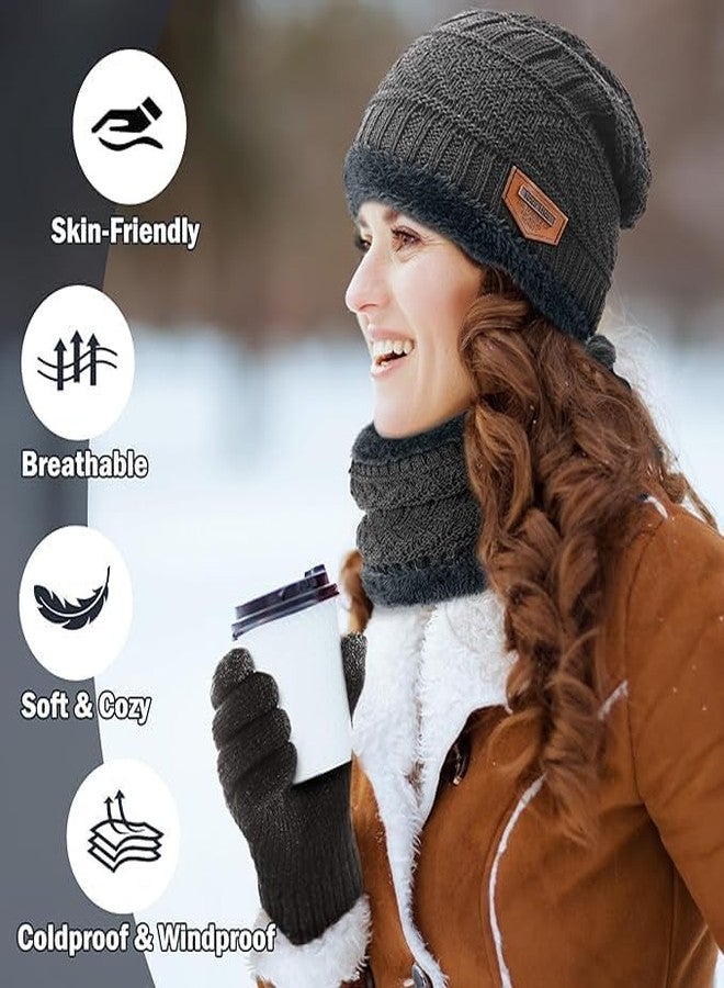 VONITY Winter Woolen Cap, Neck Warmer Scarf With Gloves Set, Beanie Style, Warm Winter Neck Scarf, Gloves And Caps Suitable For Men And Women Stylish Cap & Gloves (Set Of 3)- Ur-220 - Image 2