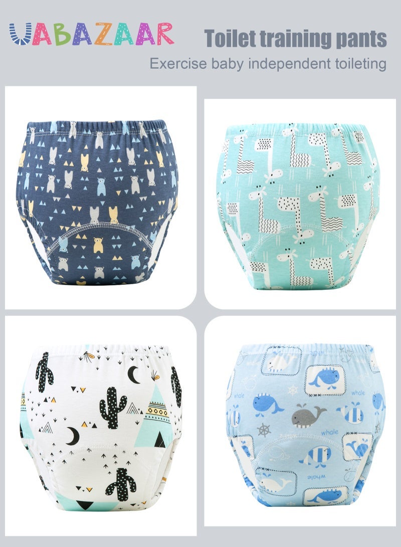 URbazaar Baby Potty Training Underwear for Boys and Girls, 4 Pack Absorbent Training Pants for Toddlers with Printed Reusable Cotton Toilet Training Pants for 12-18kg Kids (2-4 Years/110 yards) - Image 2