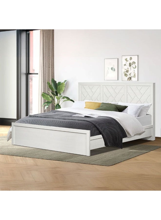 DANUBE HOME Casablanca 200X200 Super King Bed+2Nightstands+Dresser+Mirror+Stool With 2 Usb Bedset Strong And Sturdy Modern Design Bed Set Comfortable Bedroom Set Made In Malaysia-White Oak - Image 3