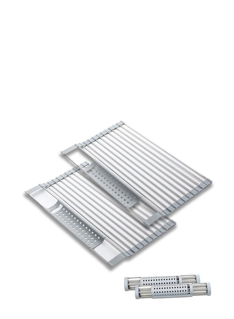 Excefore Dish Drying Rack 1PCS (20.5" L x 12.6" W) Over Sink Roll Up Dish Drying Rack, Best Kitchen Desk Organizer Collapsible Dish Drying Rack, Used for Tableware, Fruits, Vegetables, Cups - Image 1