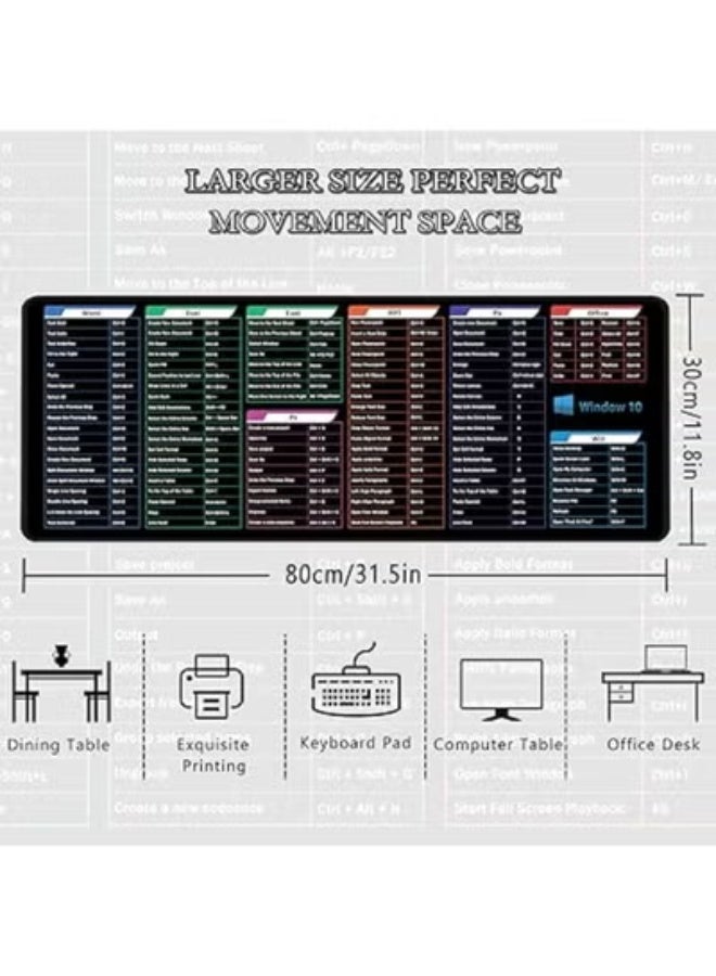 Large Gaming & Laptop Mouse Pad – Water-Resistant, Non-Slip Rubber with Shortcut Keys for Office & Computer Programs – 31.5 × 11.9 × 0.12 Inch - Image 3