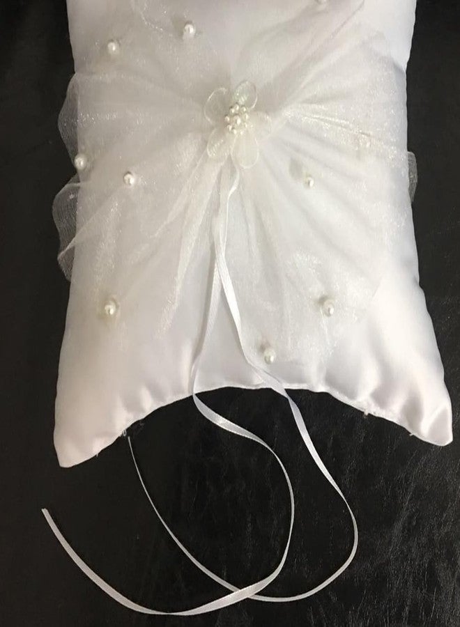 STOBAZA 2Pcs Ring Bearer Pillows, White Ring Pillow for Ring Bearer, Wedding Ring Bearer Pillow with Pearls Lace Ribbon Decor, Ring Bearer Holder for Wedding Party Ceremony - Image 4
