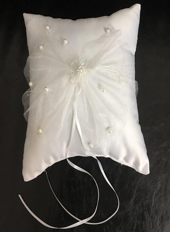 STOBAZA 2Pcs Ring Bearer Pillows, White Ring Pillow for Ring Bearer, Wedding Ring Bearer Pillow with Pearls Lace Ribbon Decor, Ring Bearer Holder for Wedding Party Ceremony - Image 2