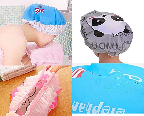 DMtse set of 6 Cute Cartoon Lace Waterproof Elastic Shower Cap Bath Cap Facial SPA - Image 4