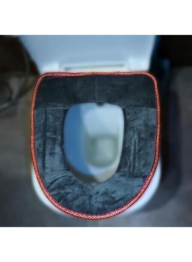 قطعة واحدة غطاء مقعد تواليت قطيفة فاخر (متعدد الألوان) - Image 3