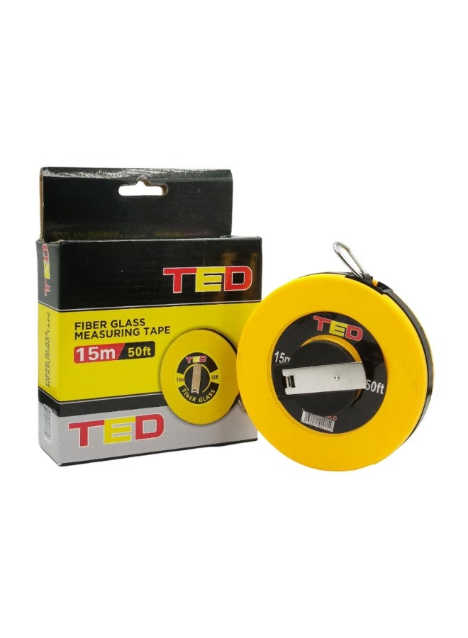 Ted Fiber Glass Measuring Tape 15m 50ft Heavy Duty Long Tape Measure with ABS Case, Manual Rewind Crank, Dual Scale Metric & Imperial, Durable Surveyor Tape for Construction, Roads, Railways, Design, Tailoring, DIY, Body Measurement, Outdoor Use - Image 1