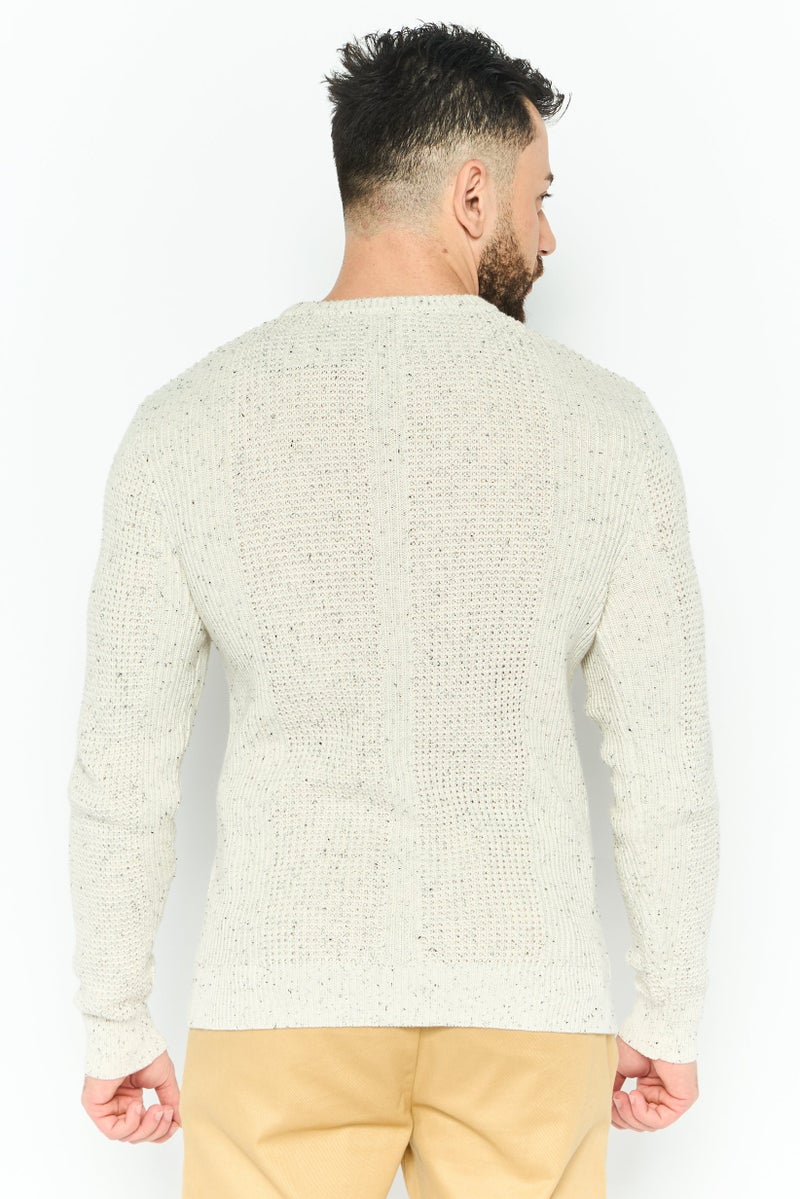 Michael Kors Men Crew Neck Long Sleeve Knitted Sweatshirt, Off White - Image 3