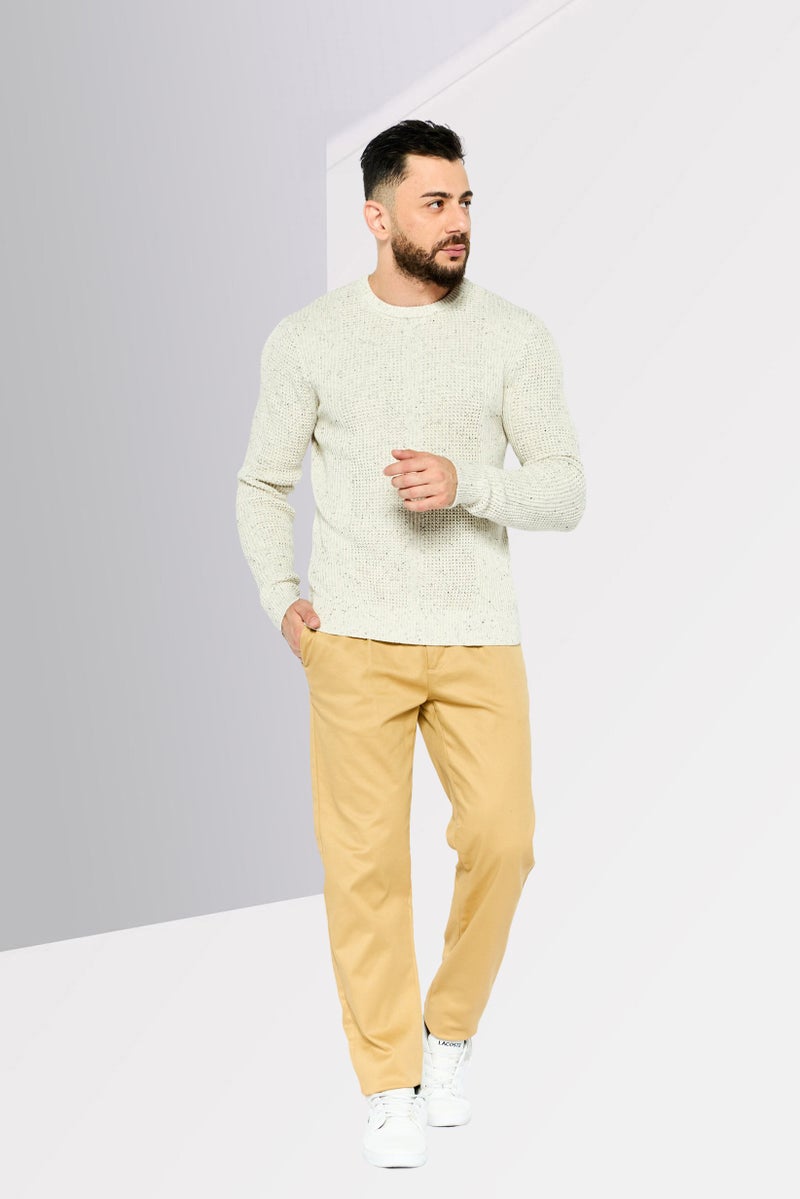 Michael Kors Men Crew Neck Long Sleeve Knitted Sweatshirt, Off White - Image 2