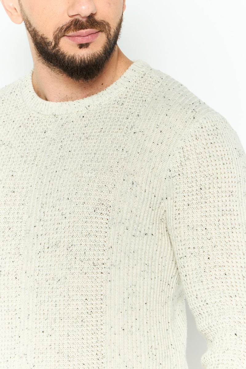 Michael Kors Men Crew Neck Long Sleeve Knitted Sweatshirt, Off White - Image 4