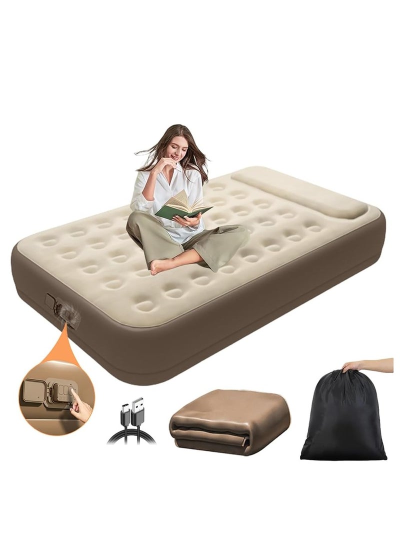 0TO1 TECH Automatic Inflatable Bed with Built in Pump,Inflatable Mattress with Flocked Top, 1Mins Camping Blow Up Mattress with Cordless Pump,Luxury Airbed for Home, Camping & Guests(190 * 100 * 25cm) - Image 1