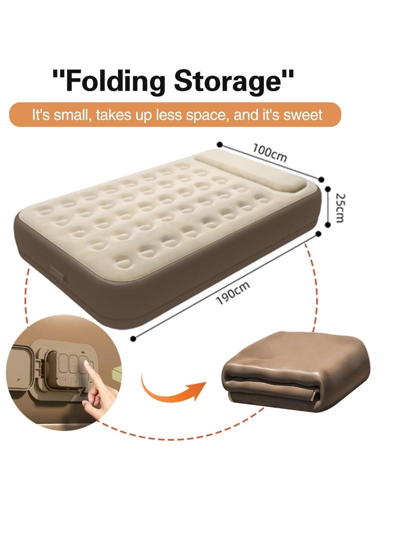 0TO1 TECH Automatic Inflatable Bed with Built in Pump,Inflatable Mattress with Flocked Top, 1Mins Camping Blow Up Mattress with Cordless Pump,Luxury Airbed for Home, Camping & Guests(190 * 100 * 25cm) - Image 3