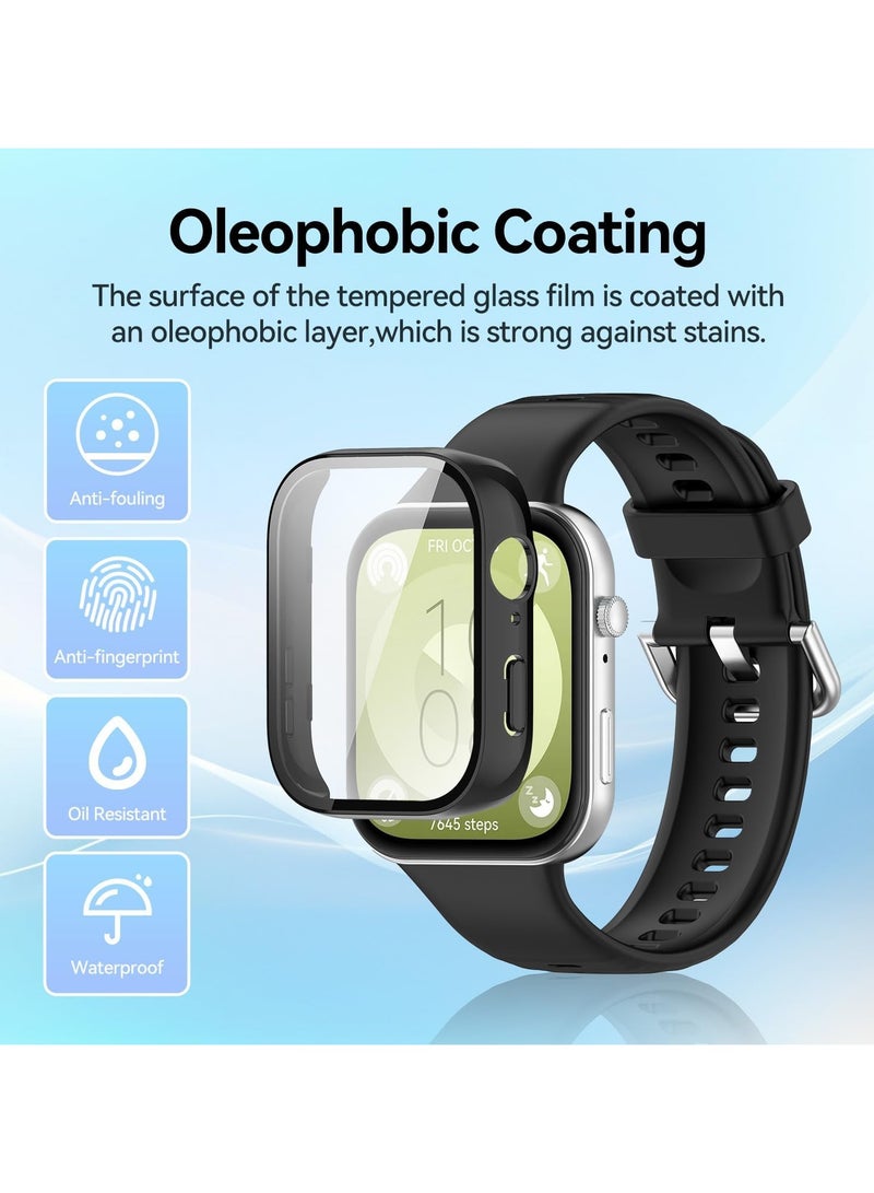 Case and Screen Protector for Huawei Watch Fit 3 46mm, All-around Anti Scratch Shockproof Protective Hard PC Full Cover Tempered Glass Compatible with Huawei Watch Fit 3 (Transparent)