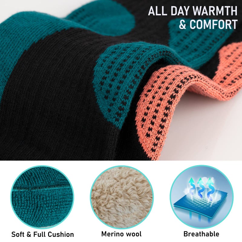 unenow Merino Wool Ski Socks 2 Pairs, Thermal Knee High Warm Socks for Snowboarding, Hiking, Cold Weather, Snow, Hunting - Image 4
