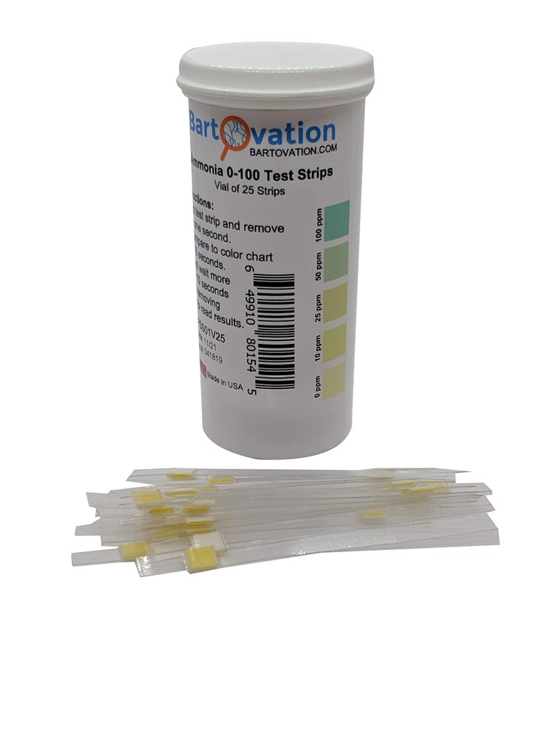 Bartovation Ammonia Test Strips 0-100 ppm [Vial of 25 Strips] for Industrial Applications - Image 2