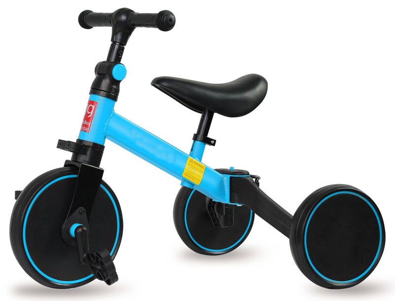 UREVO 4 in 1 Kids Balance Bike Tricycles for 1.5-5 Year Old Toddlers Trike with Adjustable Seat Indoor or Outdoor Boys and Girls Kids First Birthday Gifts Blue - Image 1