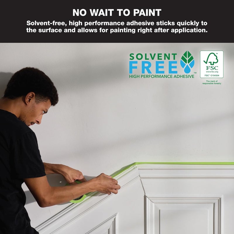 FrogTape Advanced Painters Tape 15 Inch Wide 141Inch x 45Yard MultiSurface Tape with PAINTBLOCK Conforms Around Curves  Contours TearFree Removability 2 Rolls Green - Image 5