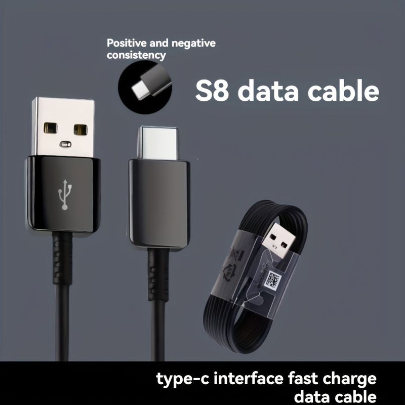 USB Type C Fast Charging Data Cable For Samsung Series Quick Charge Sync 59.06 Inches Black - Image 1