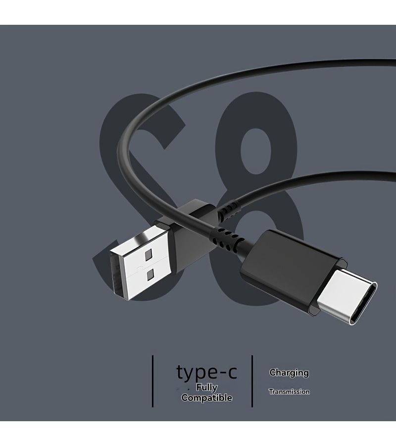 USB Type C Fast Charging Data Cable For Samsung Series Quick Charge Sync 59.06 Inches Black - Image 2