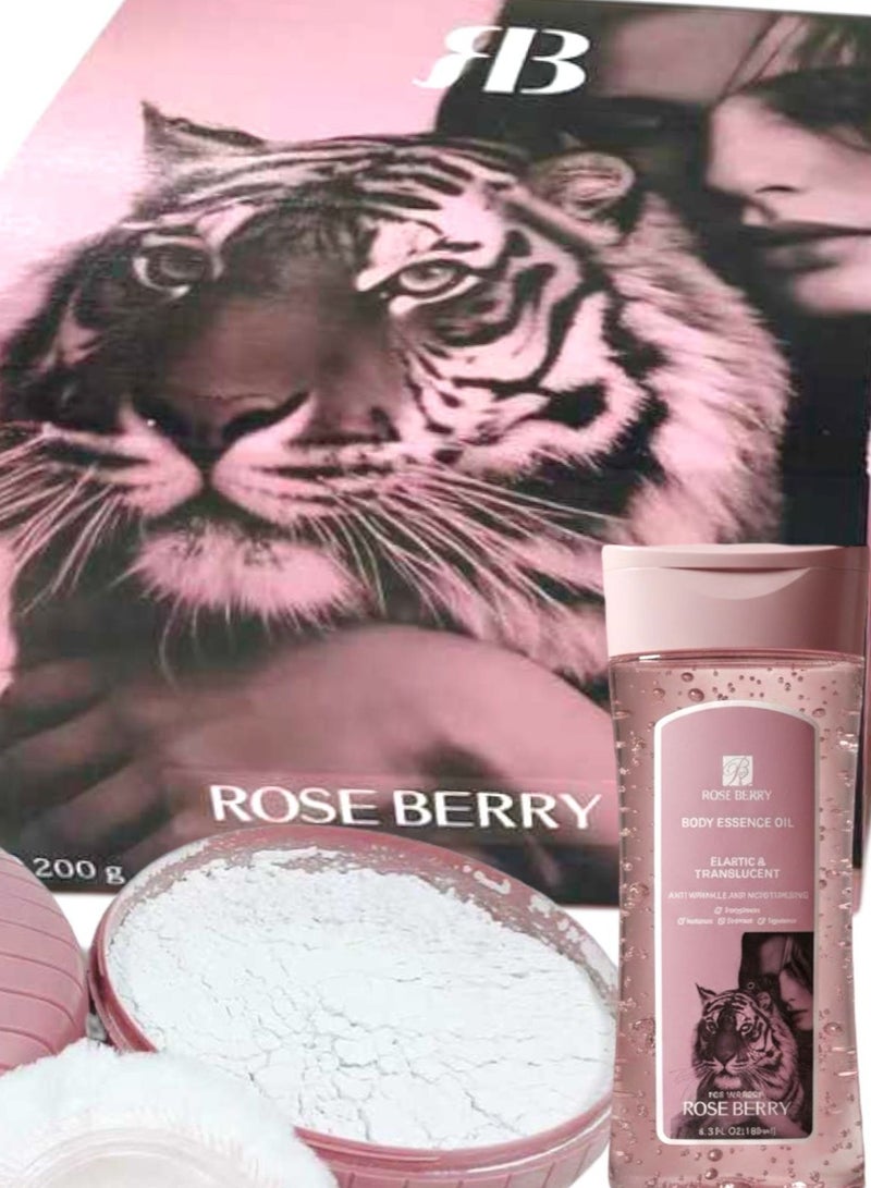 روز بيري بودرة معطرة ناعمة حريرية شفافة للجسم + زيت عطري مرن وشفاف - Image 2