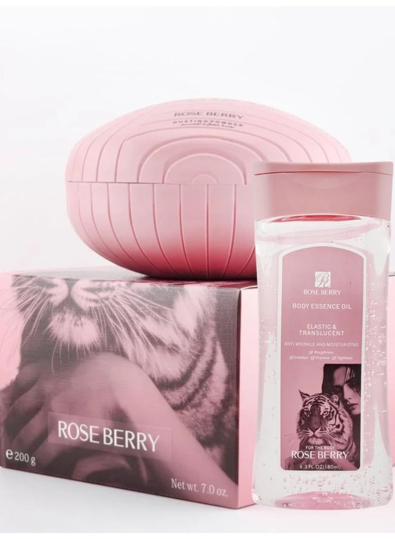 روز بيري بودرة معطرة ناعمة حريرية شفافة للجسم + زيت عطري مرن وشفاف - Image 3