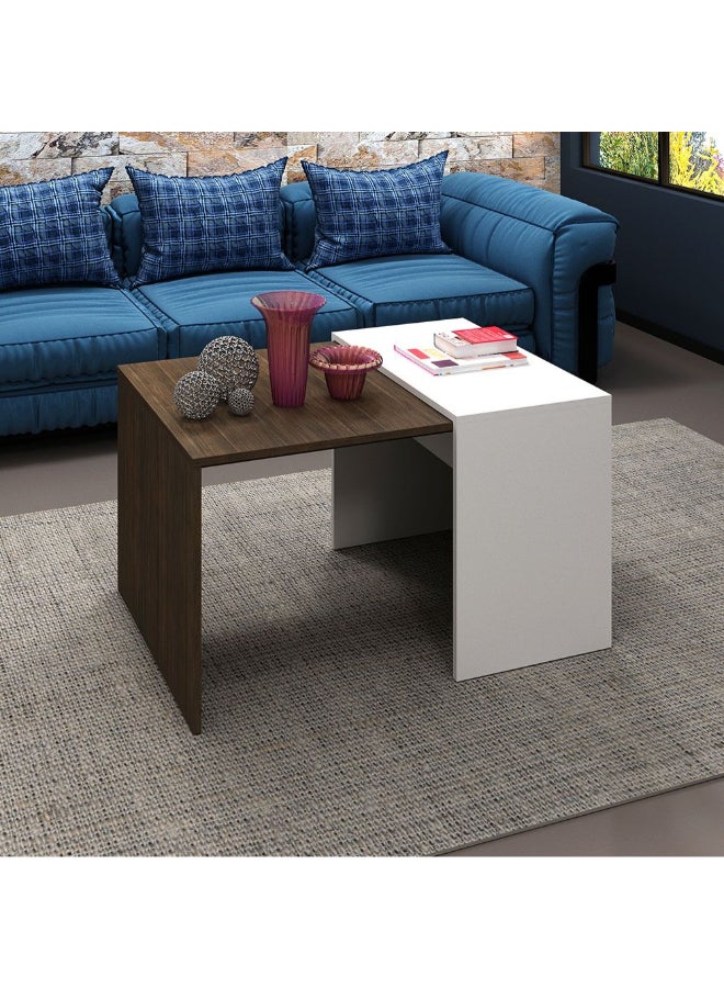 DANUBE HOME Theo Coffee Table Multifunctional Living Room Table Space Saving Center Table Modern Design Furniture For Home L 90x63.2x52.5 Cm Walnut/White - Image 1
