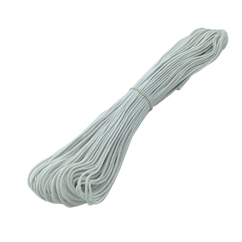 Aakriti Aakriti 2mm Crafts Elastic Cord Stretchy String for Loop Button, Tagging, Wedding Card and Gift Wrapping, Bracelets, Necklaces, Beading and Masks Making (WHITE-ELASTIC-2MM-40 Meter) - Image 1