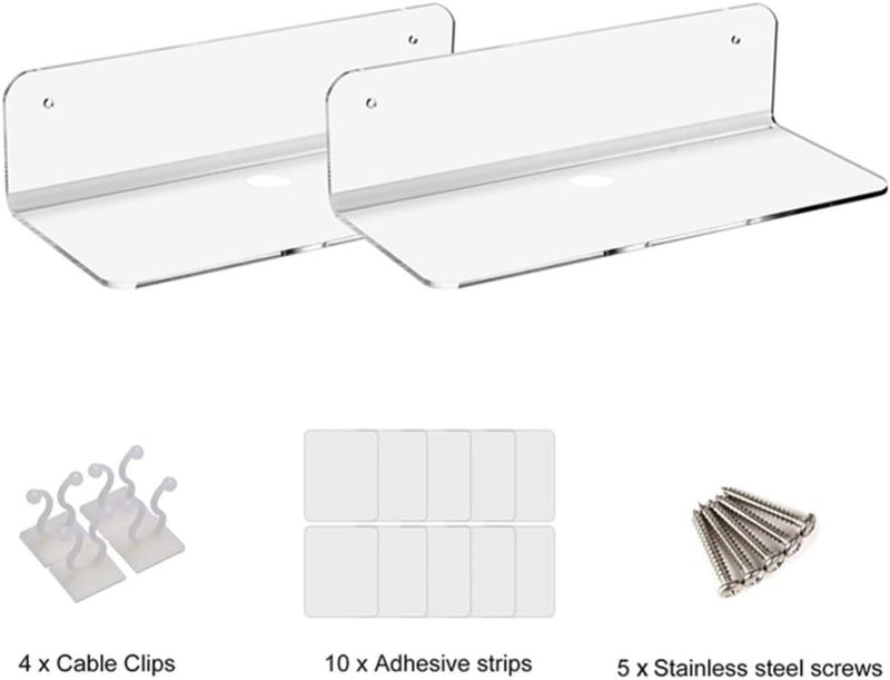 POPETPOP Acrylic Audio Bracket Wall-Mounted Speaker Shelf Support Rack for Office and Gaming Room, 2pcs Multi-Functional Loudspeaker Storage Stand - Image 3