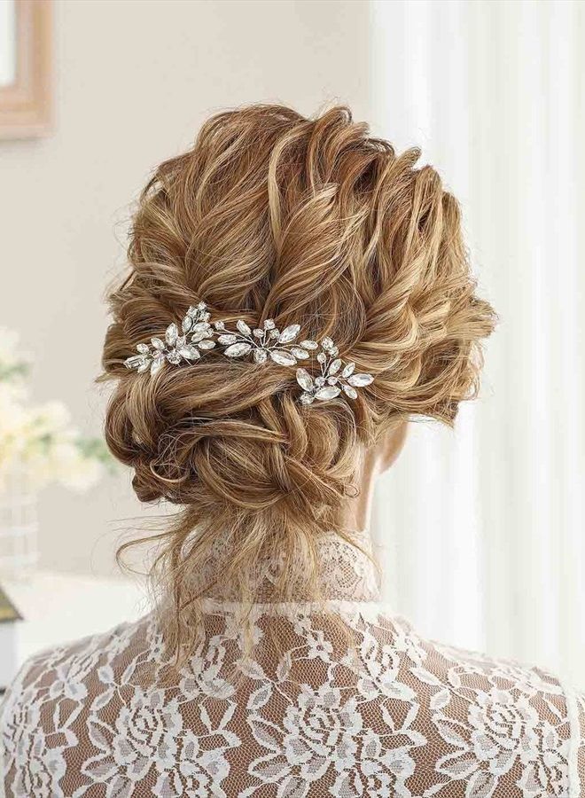 Unicra Bride Wedding Crystal Hair Pins Flower Bridal Hair Pieces Wedding Hair Accessories for Women and Girls Pack of 3 (Silver) - Image 4