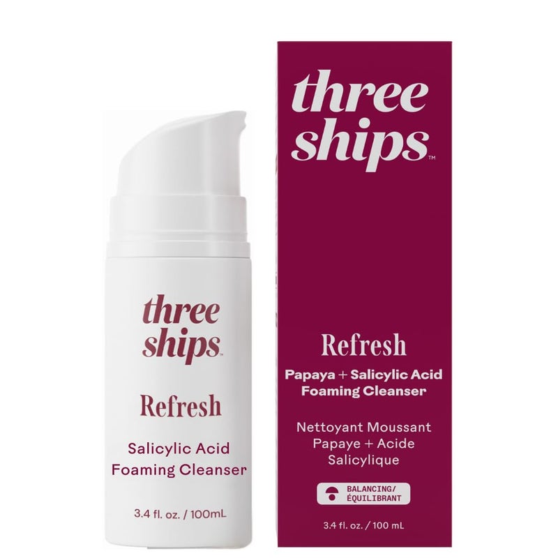 Three Ships Refresh Cleanser with Papaya  Salicylic Acid  Balancing Face Wash Unclogs Pores Reduces Appearance of Blemishes Makeup Remover 34 floz