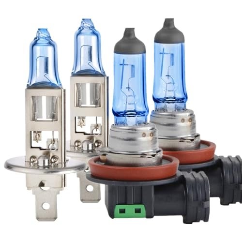 Wuzno Halogen Headlight Bulb Replacement for Hyundai Elantra 2011 2012 2013 High Beam H1 Low Beam H11 Lights Combo 6000k White 120 Brightness 4 Pack - Image 1