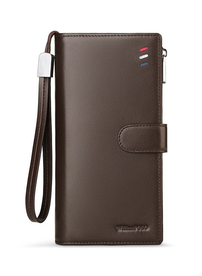 ويليامبولو محفظة طويلة للرجال ويليام بولو ، طبقة أعلى من جلد البقر ، حقيبة يد متعددة الوظائف للرجال ذات القدرة الكبيرة ، محفظة جلدية على غرار الأعمال العادية - Image 1