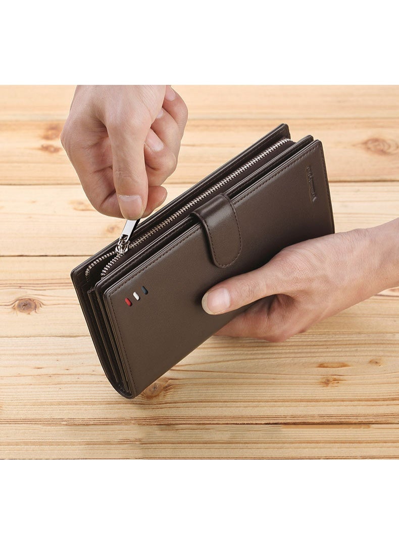 ويليامبولو محفظة طويلة للرجال ويليام بولو ، طبقة أعلى من جلد البقر ، حقيبة يد متعددة الوظائف للرجال ذات القدرة الكبيرة ، محفظة جلدية على غرار الأعمال العادية - Image 4