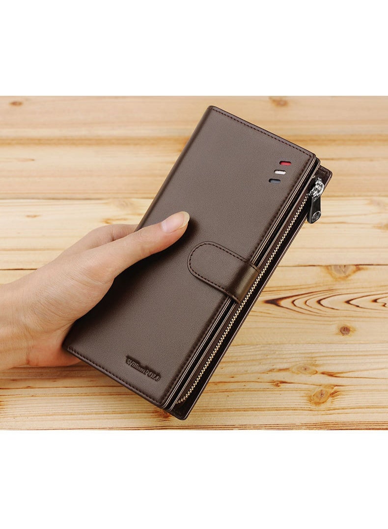 ويليامبولو محفظة طويلة للرجال ويليام بولو ، طبقة أعلى من جلد البقر ، حقيبة يد متعددة الوظائف للرجال ذات القدرة الكبيرة ، محفظة جلدية على غرار الأعمال العادية - Image 3