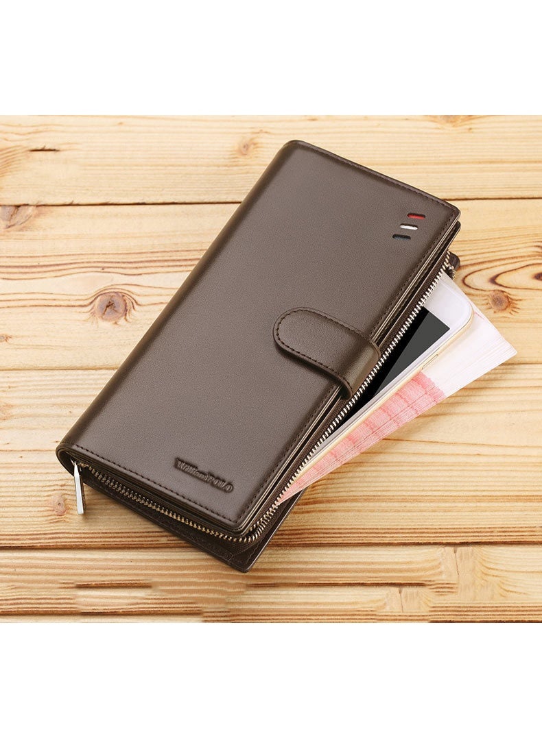 ويليامبولو محفظة طويلة للرجال ويليام بولو ، طبقة أعلى من جلد البقر ، حقيبة يد متعددة الوظائف للرجال ذات القدرة الكبيرة ، محفظة جلدية على غرار الأعمال العادية - Image 2