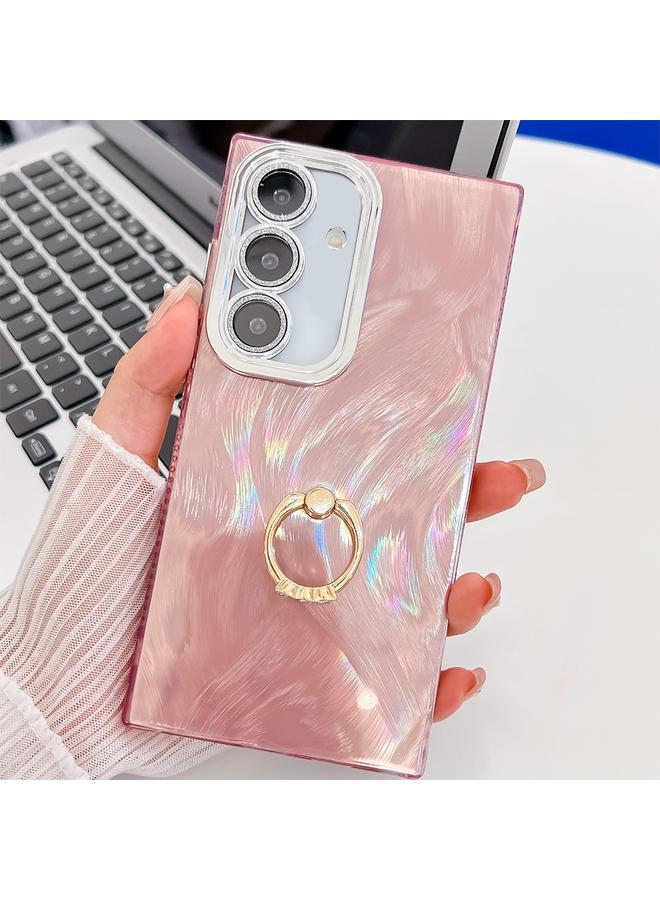 اس-توب جراب لهاتف Samsung Galaxy S24+ 5G، جراب هاتف TPU بحلقة من نسيج لامع مع غشاء عدسة - Image 1