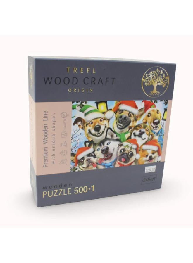 Trefl Festive Dogs Wooden Puzzle - 500+1 Pcs - Image 1
