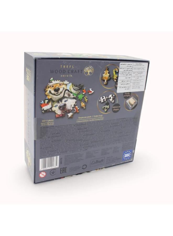 Trefl Festive Dogs Wooden Puzzle - 500+1 Pcs - Image 2