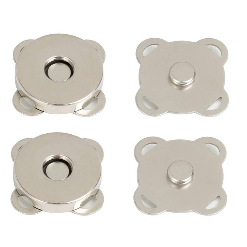 mollensiuer 10 Sets Sew in Magnetic Bag Clasps Button Snaps Clasps Magnet Button for Purses Handbag Clothes Scrapbooking Closure Fastener Sewing Craft DIY (Silver,15mm)  - Image 1