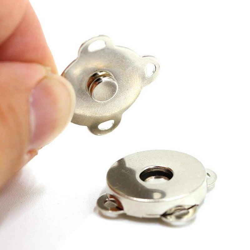 mollensiuer 10 Sets Sew in Magnetic Bag Clasps Button Snaps Clasps Magnet Button for Purses Handbag Clothes Scrapbooking Closure Fastener Sewing Craft DIY (Silver,15mm)  - Image 4