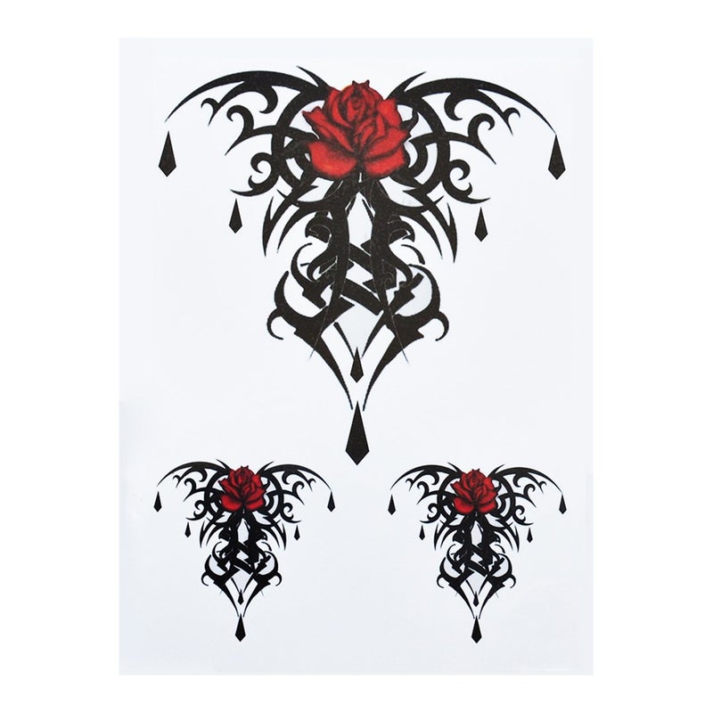 S.A.V.I 3D Temporary Tattoo Waterproof Sticker Beautiful Black Big Rose Tribal Totem Popular New Designs Size - 21x15cm (861), Multicolor, 2 g - Image 4