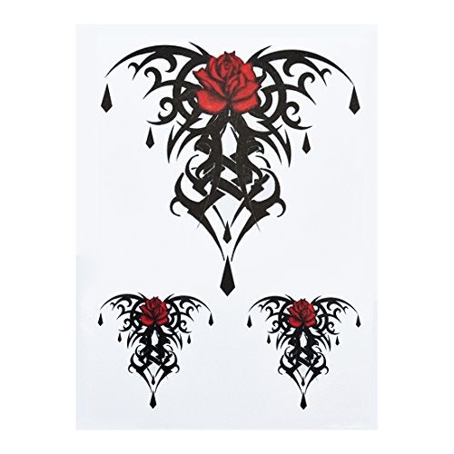 S.A.V.I 3D Temporary Tattoo Waterproof Sticker Beautiful Black Big Rose Tribal Totem Popular New Designs Size - 21x15cm (861), Multicolor, 2 g - Image 1