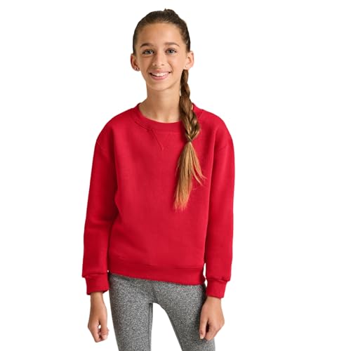Soffe Youth Classic Crew Sweatshirt, White, Medium - Image 4