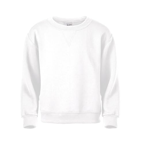 Soffe Youth Classic Crew Sweatshirt, White, Medium - Image 1