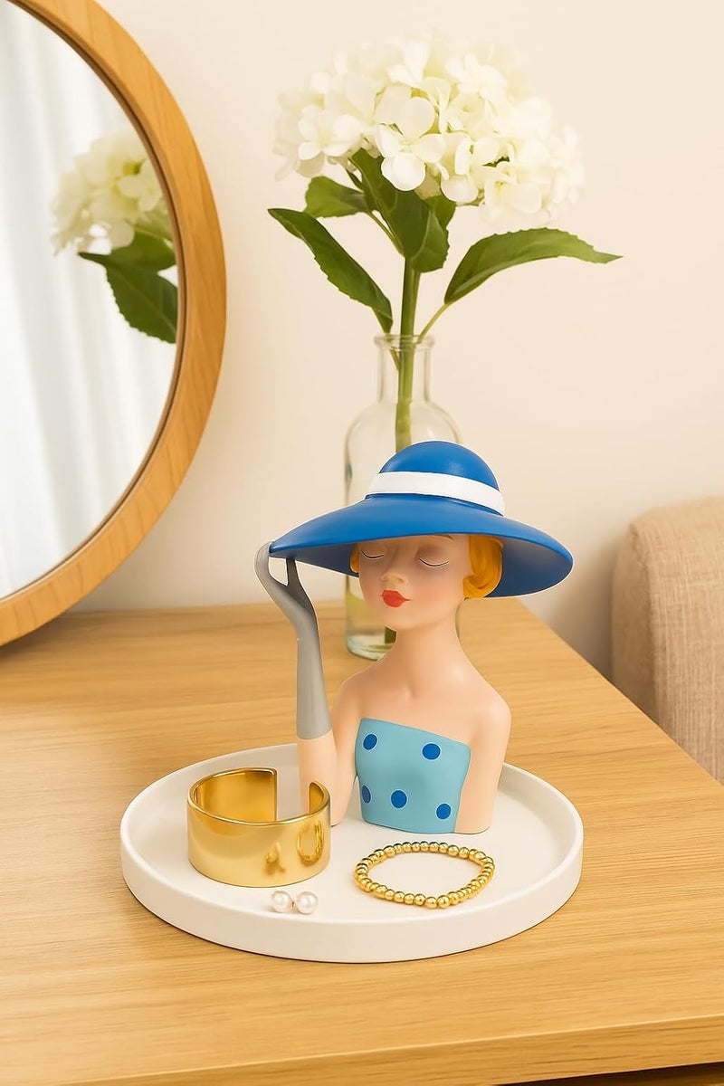 B&D Decorative Figurine with Blue Hat and Polka Dot Dress - Image 1