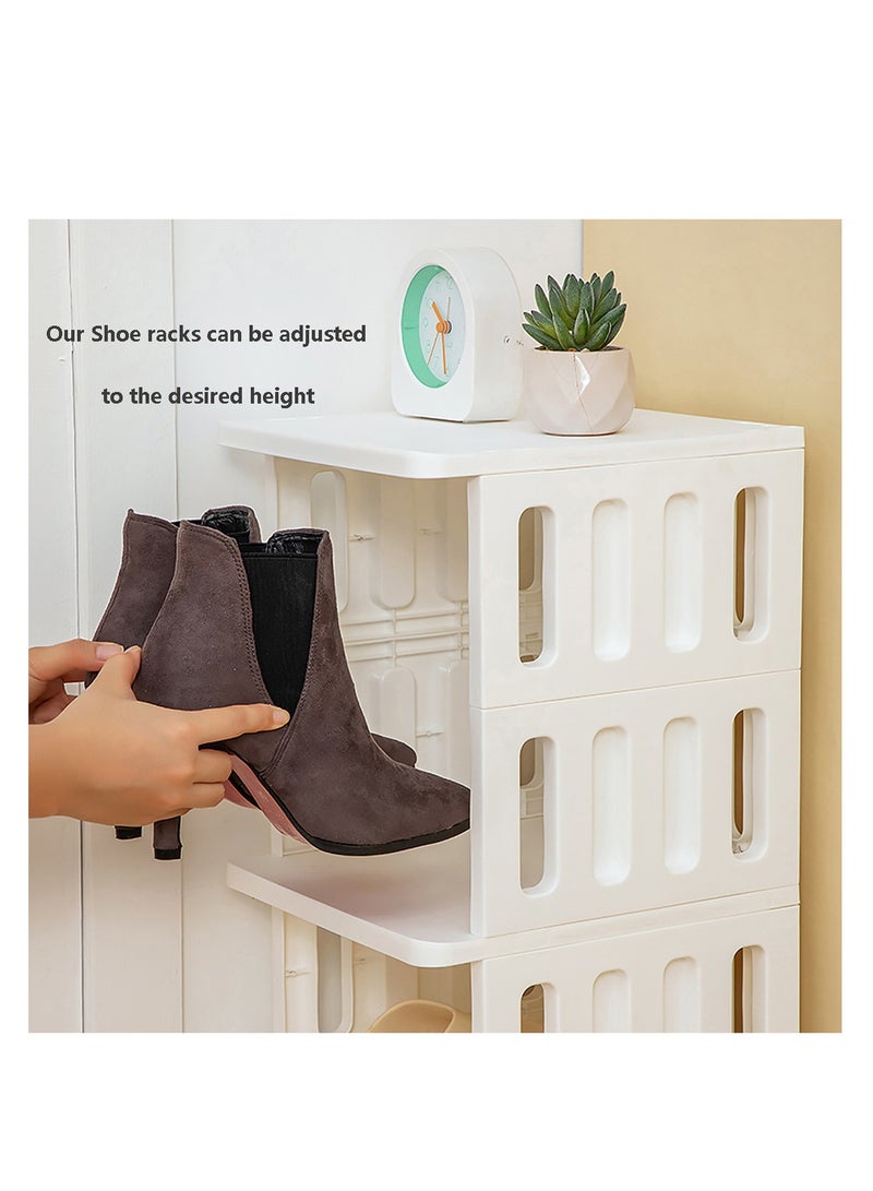 Alissa 6 Tiers Shoe Rack - Foldable Shoe Rack for Closet, Plastic Shoe Tower for Sneaker, Space Saving Storage Organizer, Muti Storage Shelf for Bedroom Bathroom Entryway Home (White) - Image 3