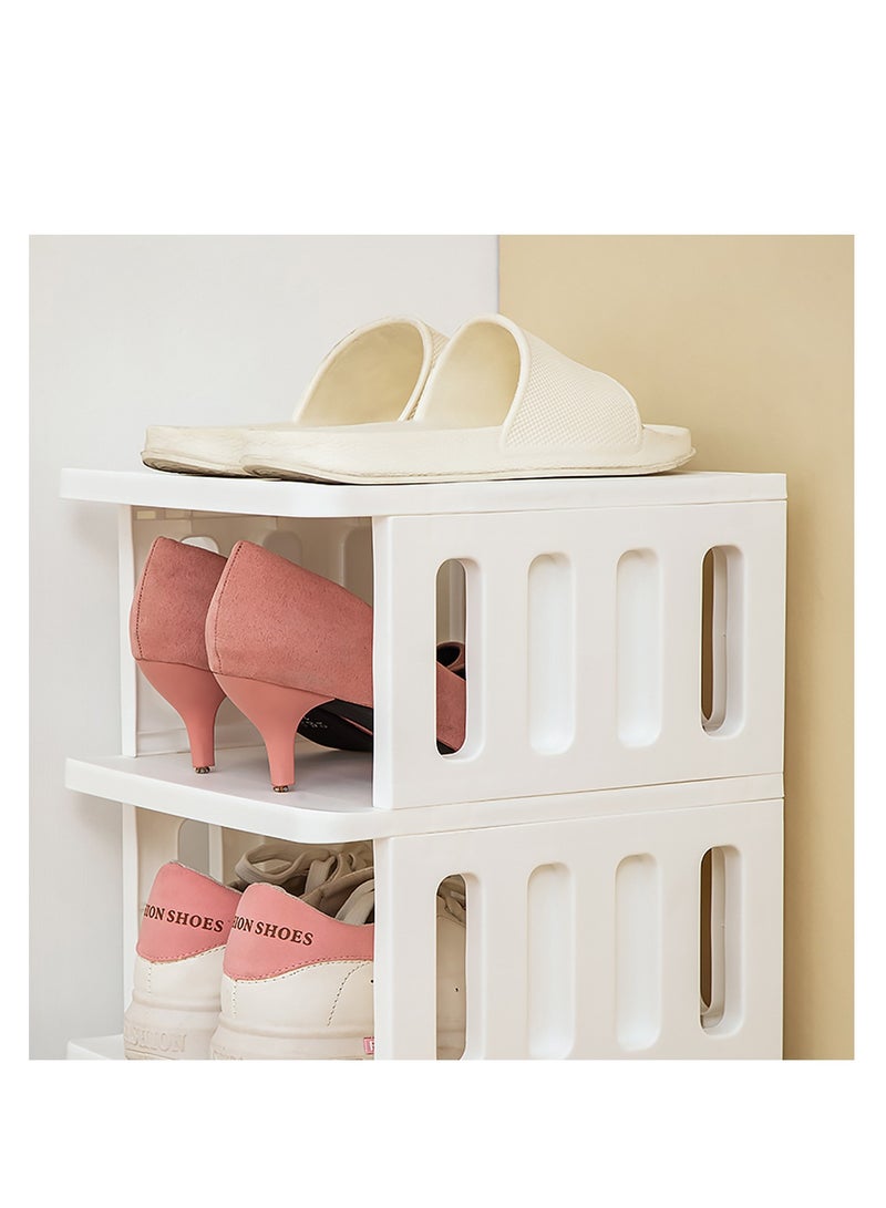 Alissa 6 Tiers Shoe Rack - Foldable Shoe Rack for Closet, Plastic Shoe Tower for Sneaker, Space Saving Storage Organizer, Muti Storage Shelf for Bedroom Bathroom Entryway Home (White) - Image 2