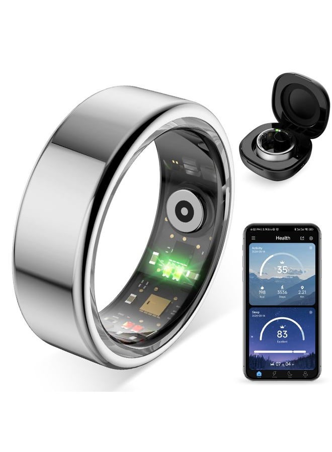 ColMi R02 Smart Ring, a Smart Ring for Women and Men, with a Charging case, Supports Heart Rate, Blood Oxygen, Sleep Health Monitoring, and Sports Tracking Ring. (Silver, 11# Perimeter: 6.54cm) - Image 1