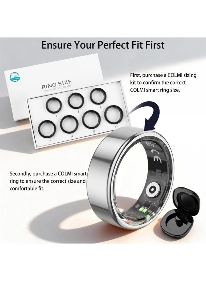ColMi R02 Smart Ring, a Smart Ring for Women and Men, with a Charging case, Supports Heart Rate, Blood Oxygen, Sleep Health Monitoring, and Sports Tracking Ring. (Silver, 11# Perimeter: 6.54cm) - Image 2