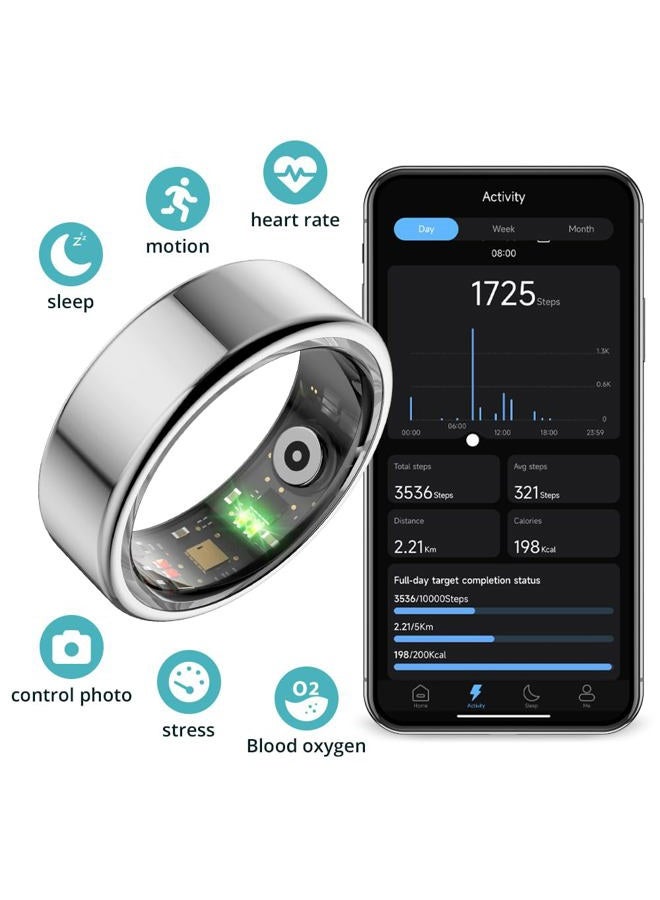 ColMi R02 Smart Ring, a Smart Ring for Women and Men, with a Charging case, Supports Heart Rate, Blood Oxygen, Sleep Health Monitoring, and Sports Tracking Ring. (Silver, 11# Perimeter: 6.54cm) - Image 5