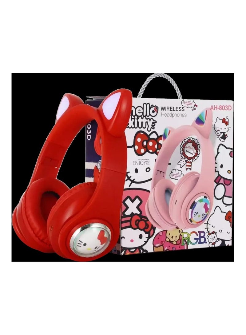 Hello Kitty Wonderful wireless Bluetooth headset with a unique Hello Kitty design, charming in red, designed with high quality to provide superior comfort during use. Ideal for children and lovers of elegant and fun designs. It works with Bluetooth for a distinguished wireless sound experience. - Image 1